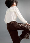 Floral Embroidered Wide-Leg Jeans, Brown, large