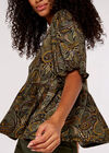 Paisley Billow Sleeve Top, Khaki, large