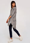 Leopard Star Print Curve Hem Top, Grey, large