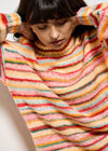 Multicoloured Stripe Soft Jumper, Red, large