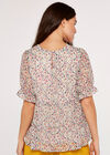  Floral Ruffle Tiered Top, Cream, large