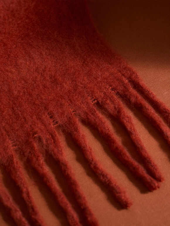 Soft Boucle Knit Scarf, Rust, large