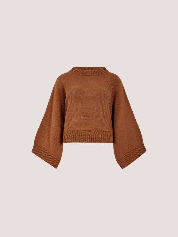 Mock Neck Cape Jumper, Rust, large