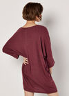 Ribbed Cocoon Mini Dress, Burgundy, large