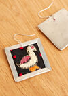 Silver Tone Embroidered Bird Hook Earrings, Assorted, large