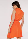 Sleeveless Shirt Mini Dress, Orange, large
