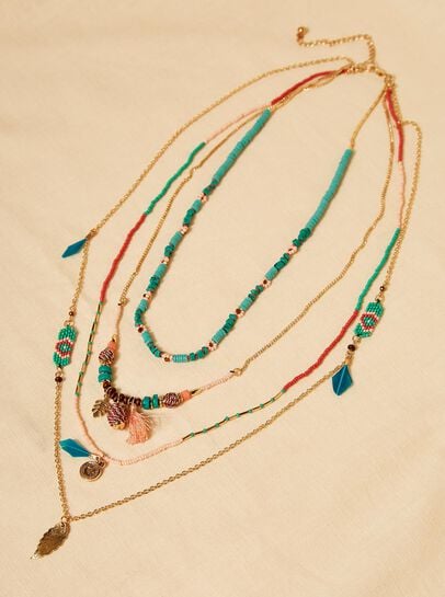Turq feathered necklace