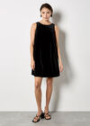 Velvet Bow Back Swing Dress, Black, large