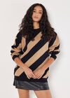 Diagonal Stripe Knitted Jumper, Black, large