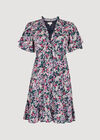 Painterly Floral Mini Dress, Navy, large