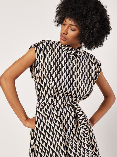 Geo Print Shirt Midi Dress