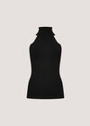 Roll Neck Knitted Tank Top, Black, large