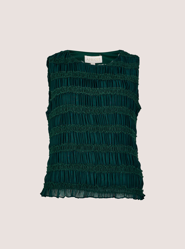 Ruched Chiffon Shell Top, Green, large