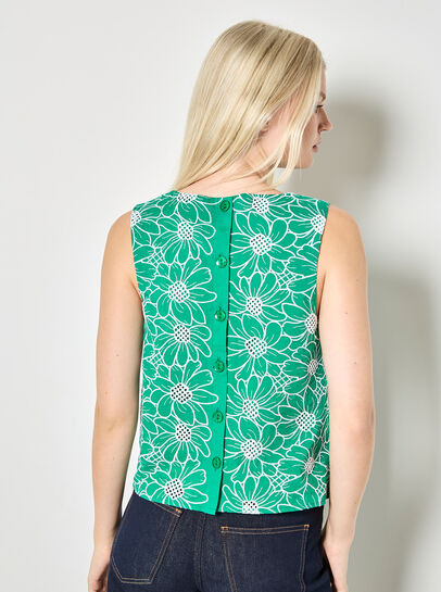 Floral Lace Embroidered Shell Top