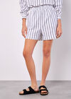 Linen Blend Stripe Shorts, Navy, large