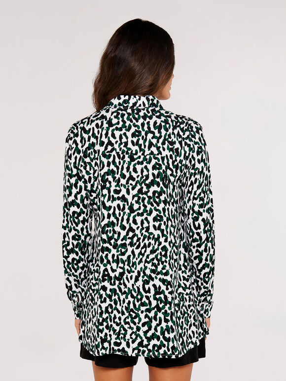 Cheetah High Low Shirt, Green, large
