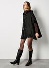 Hooded Faux Fur Cape, Black, large