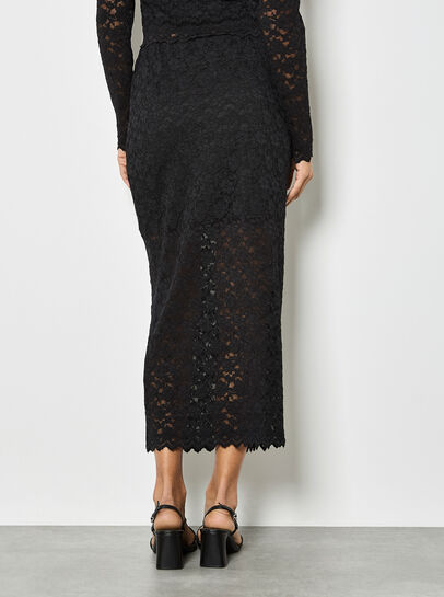 Floral Leaf Lace Midi Skirt