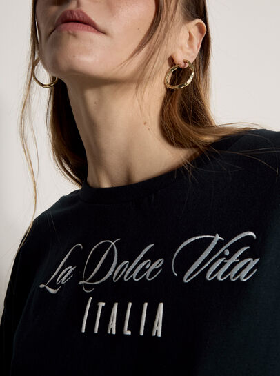 La Dolce Vita Embroidered T-Shirt