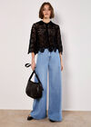 Geometric Crochet Shirt, Black, large