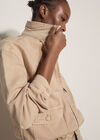 Herringbone Cotton Bomber Jacket , Stone, large