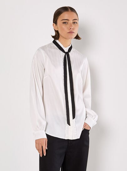 Bow Neck Ruffle Shirt