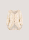 Oversized Crochet Embroidered Mesh Cardigan, Stone, large