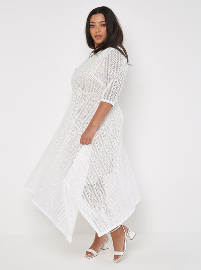 Curve Lace Wrap Midi Dress