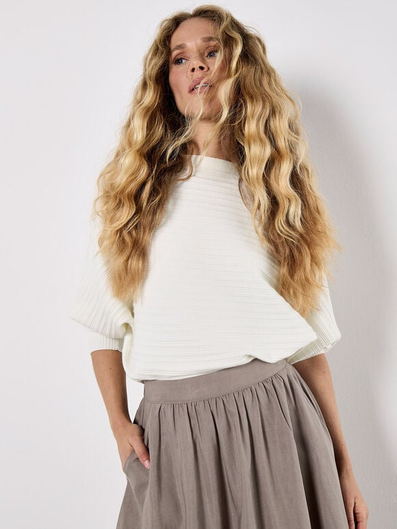 Soft Woven A-Line Midaxi Skirt, Grey, large