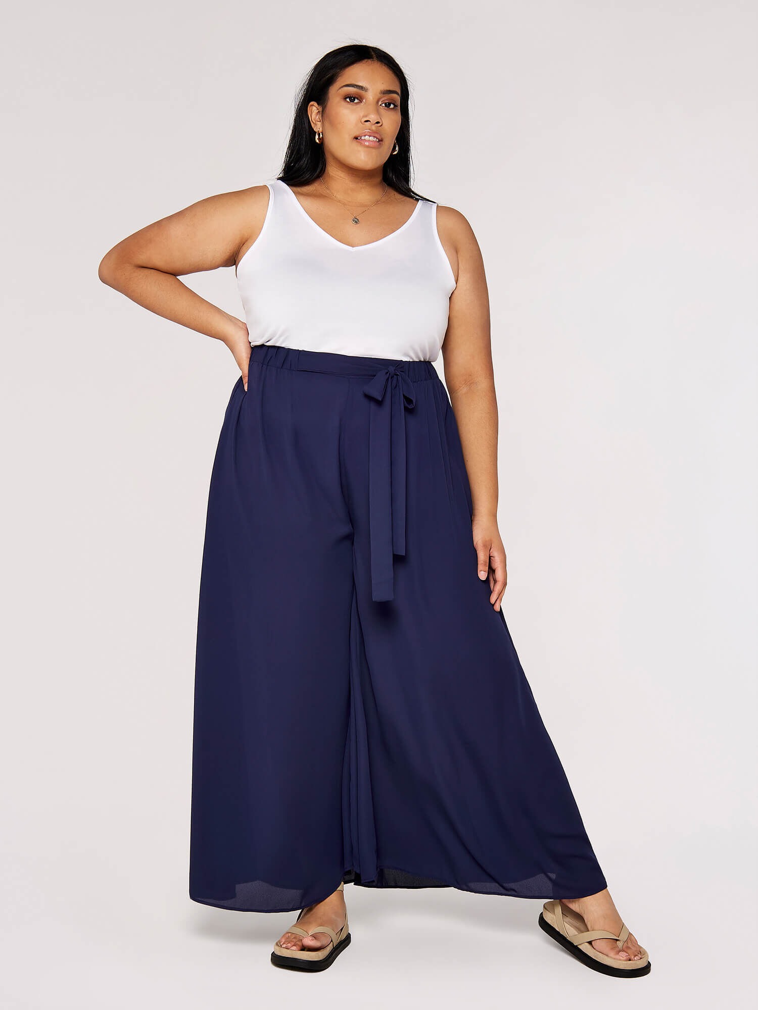 Pantalon Palazzo Taille Haute Vetements Apricot
