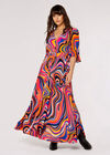 Robe Maxi Rétro Swirl, Orange, grand