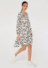 Abstract Print Dress, White, large