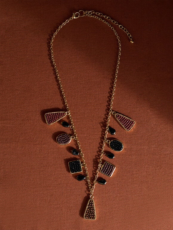 Beaded Pendant Gold Tone Necklace, Assorted, large