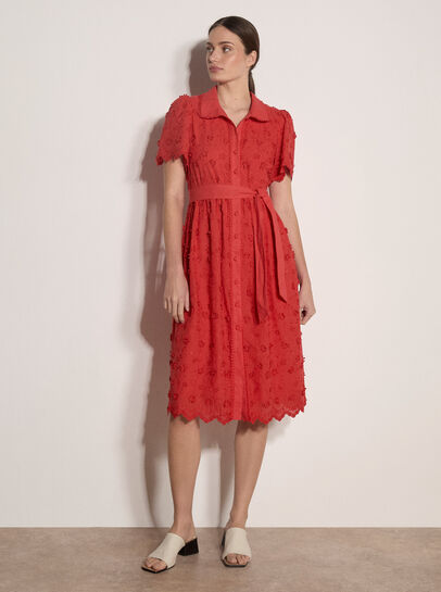 Cotton Floral Embroidered Midi Dress