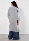 Chunky Cable Knit Longline Cardigan, Grey, large