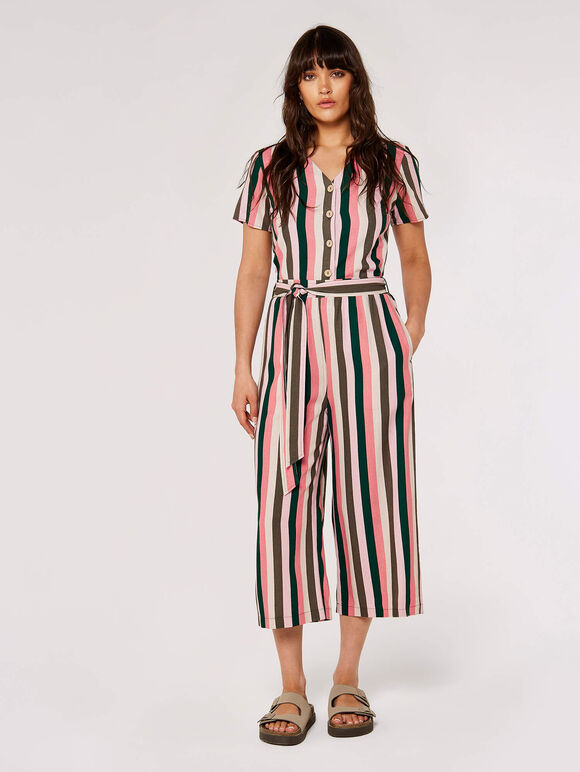 Vertical Stripe Culottes, Pink, large