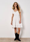 Eyelet Embroidery Tiered Mini Dress, White, large