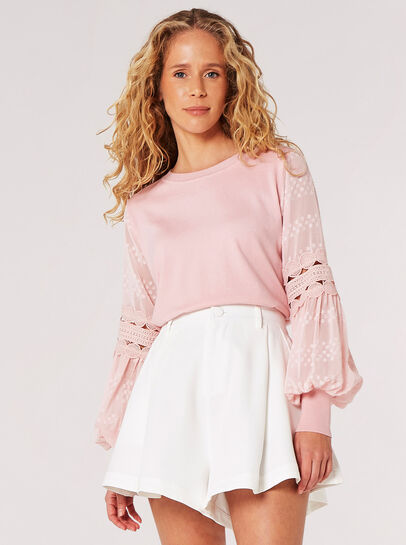 Contrast Crochet Sleeves Jumper