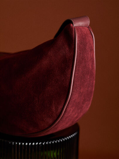 Suede Half Moon Crossbody Bag
