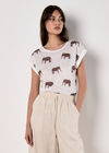Elephant Print Slub T-Shirt, Khaki, large