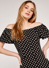 Spot Bardot Midi Dress, Black, large