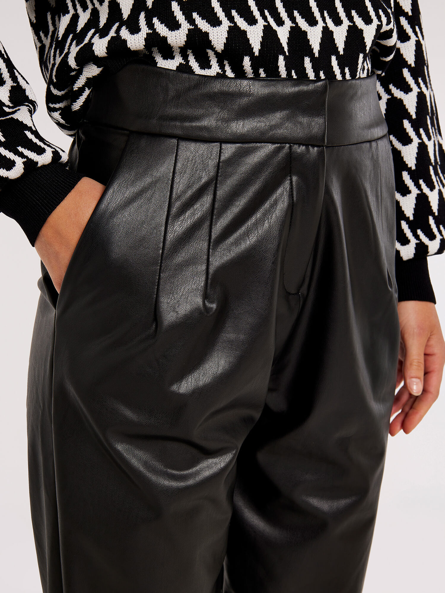 Leather look tapered trousers new arrivals
