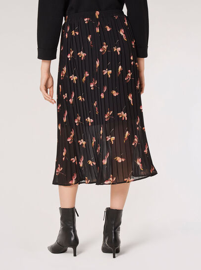 Floral Pleated Midi Skirt