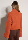 Chunky Knit Roll Neck Jumper, Orange, large