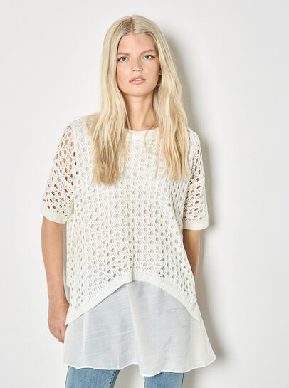 Shimmer Mesh Layered Tunic Top