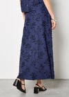 Embroidered Floral Linen Blend Midaxi Skirt, Navy, large