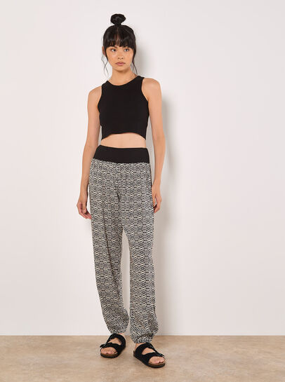 Cotton Blend Ikat Tapered Joggers
