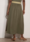 Boho Belted Midi Skirt, Khaki, large
