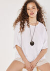 Textured Cotton Necklace Top, Cream, large