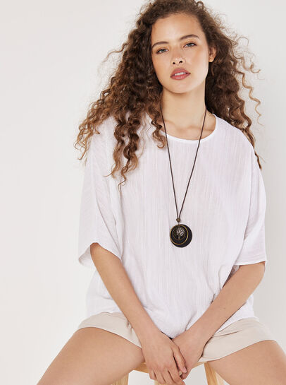 Textured Cotton Necklace Top